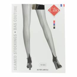 Bas couture bicolore porte jarretelle t5 noir/taupe - 66