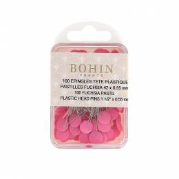 Épingle tête plastique pastille fuchsia 42x0,55mm 100u - 70