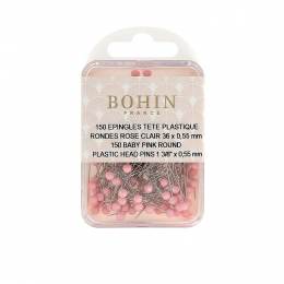 Épingle tête plastique ronde ronde rose 36x0,55mm 150u - 70