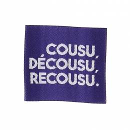 &Eacute;tiquette &agrave; coudre "cousu d&eacute;cousu recousu" - vrac - 70