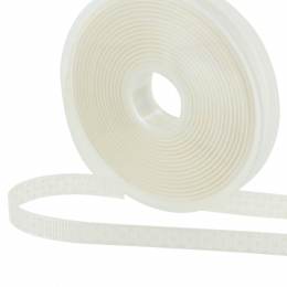 Ruban poly ivoire pois blanc 10mm - 84