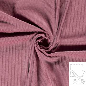 Coupon de tissu velours c&ocirc;tel&eacute; vieux rose - 196