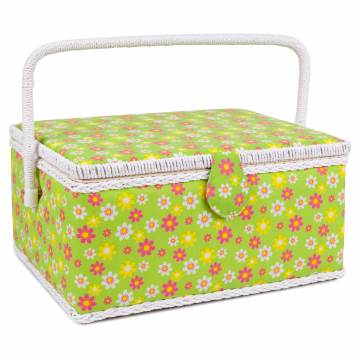 Boite à couture vert fleur orange - 397