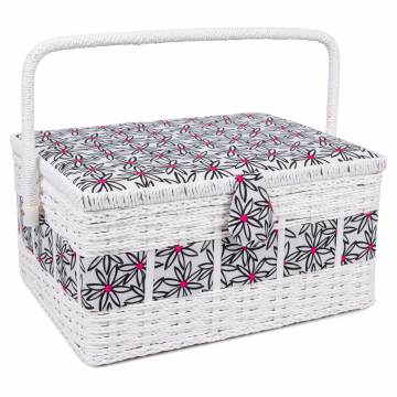 Boite à couture motif fleur noire rouge - 397