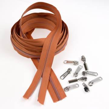 Fermeture &agrave; glissi&egrave;re spirale brique 6mm +9 curseurs x5m - 399