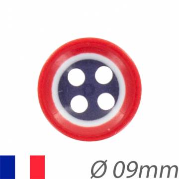 Bouton bleu blanc rouge 09mm - 408