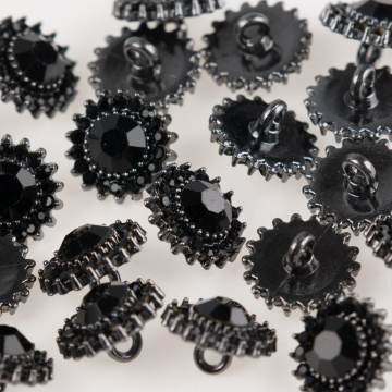 Bouton fantaisie pierre noire à queue - 408