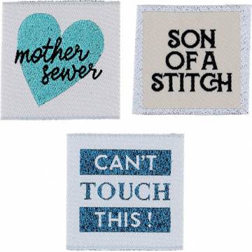 &Eacute;tiquettes &agrave; coudre 3 mod&egrave;les"Bold" - 70