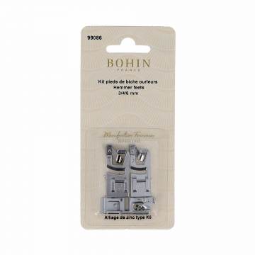 Kit 3 Pieds de biche machine &agrave; coudre Bohin "ourleur"  3+4+6mm - 70